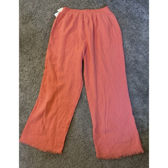 Magaschoni Cotton Gauze Pants Women’s Size Large Wide Leg Orange NWT - Picture 11 of 12